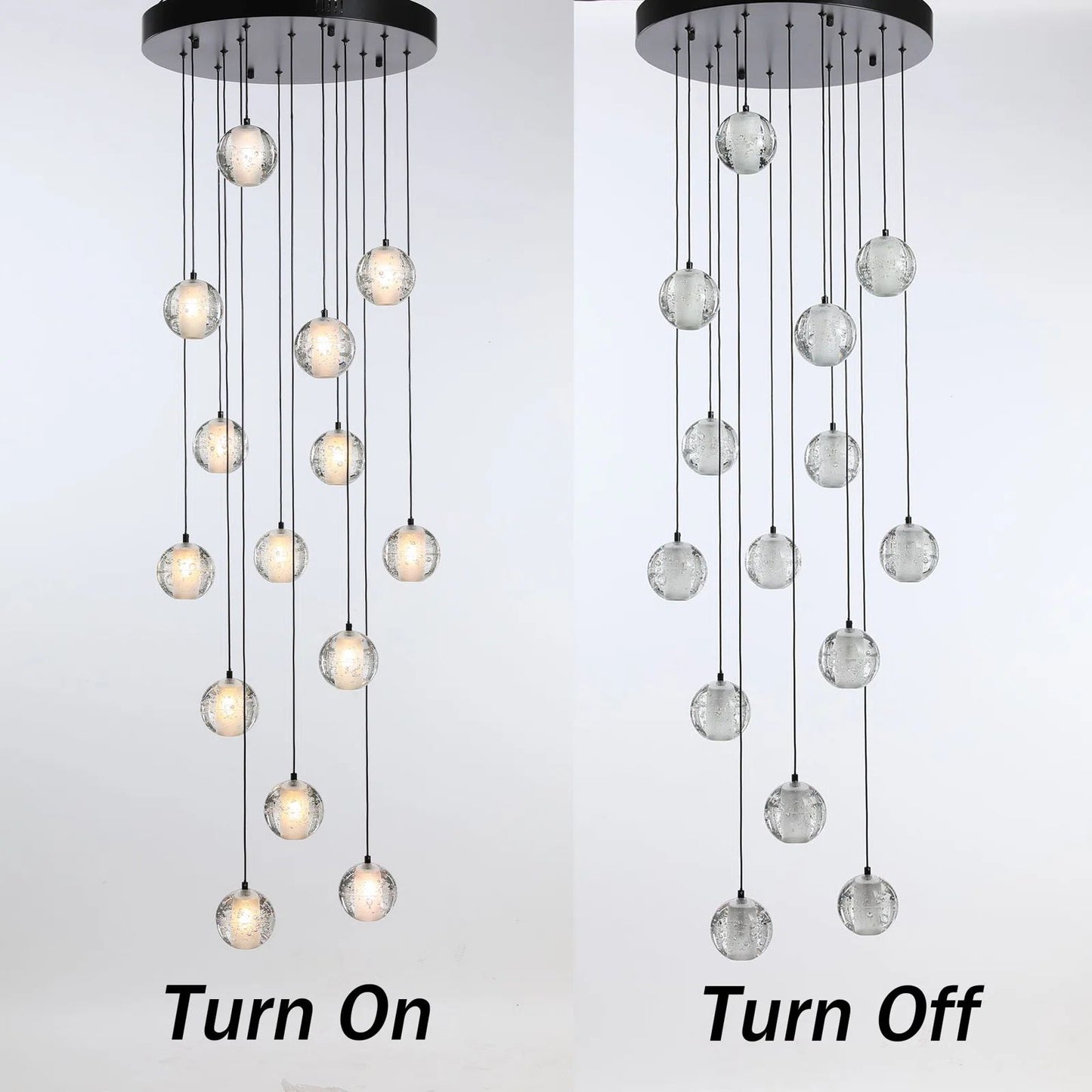 14-Lights Black Staircase Chandelier, Modern Pendant Light Fixture for Living Room, Bedroom, Dinning Room, Foyer
