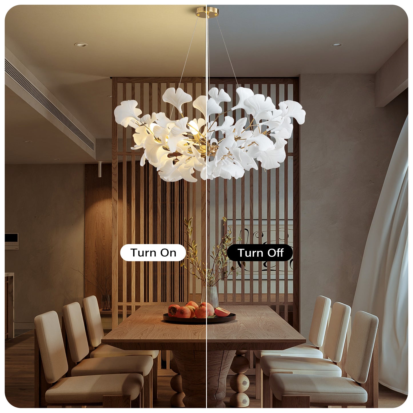 8-Light Gold Chandelier, Luxury Ginkgo Branch Chandelier for Living Room, Dining Room, Foyer, Kitchen Island-L 39 in.