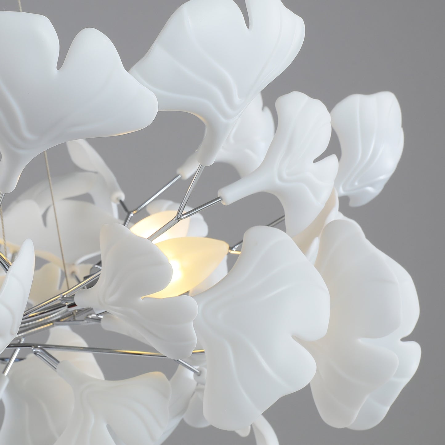 10 Light Silver Chandelier, Luxury Ginkgo Branch Chandelier for Living Room, Dining Room, Foyer, Kitchen Island-L59 in.