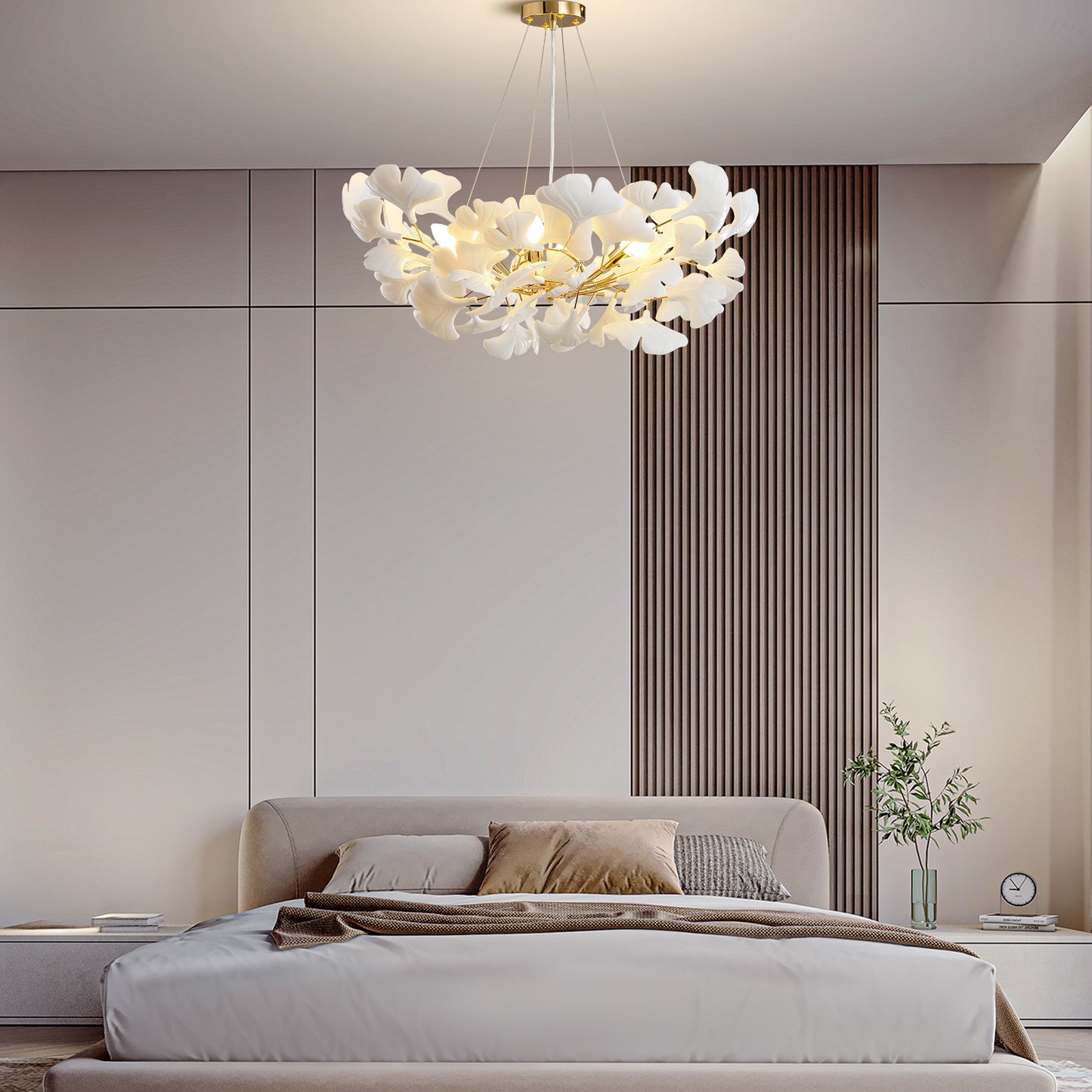 6 Light Gold Chandelier, Luxury Ginkgo Branch Chandelier for Living Room, Dining Room, Foyer, Kitchen Island-L31 in.