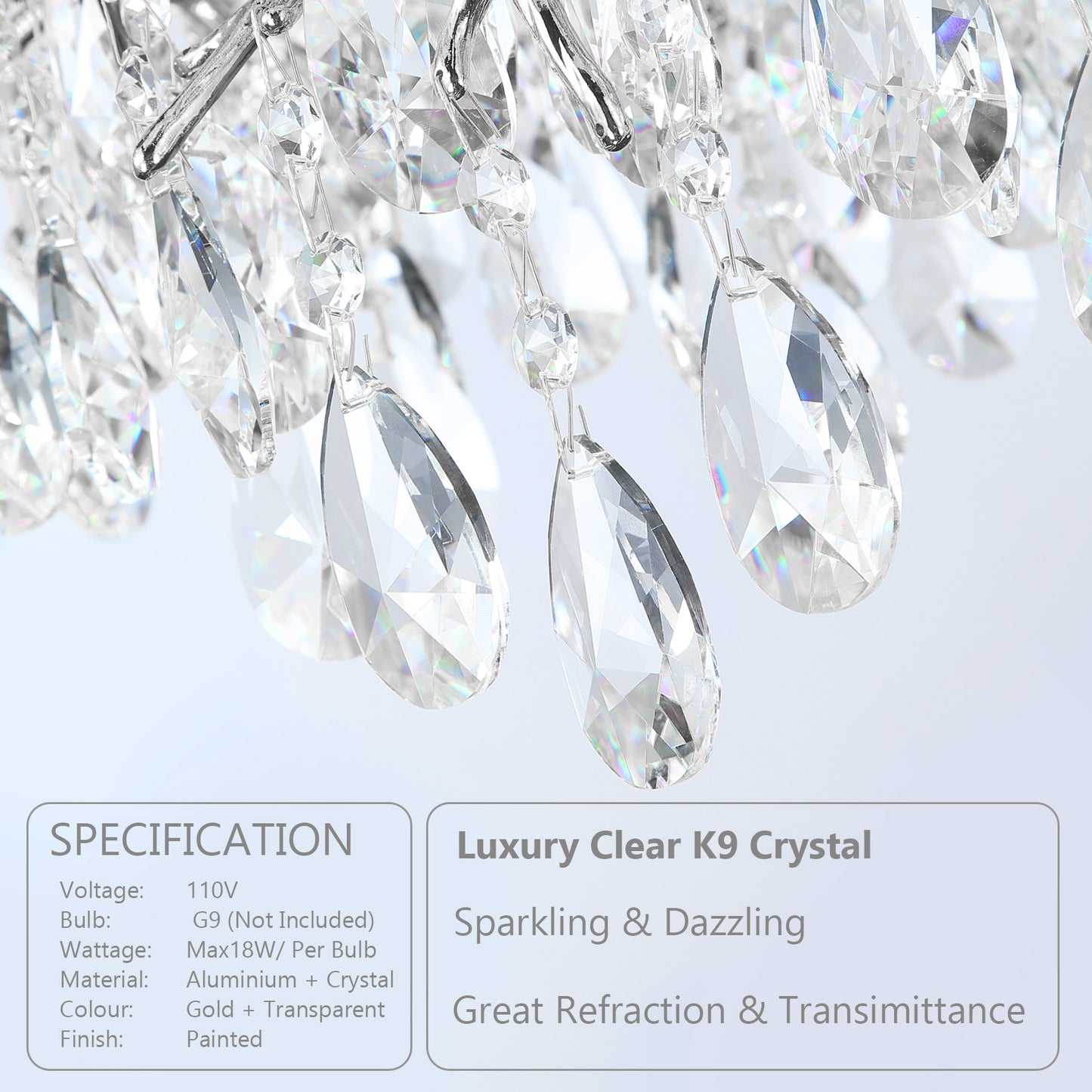 47.2" 14-Lights Silver Luxury Crystal Linear Chandelier, Modern Branch Chandelier for Dinning Room, Kitchen, Living Room