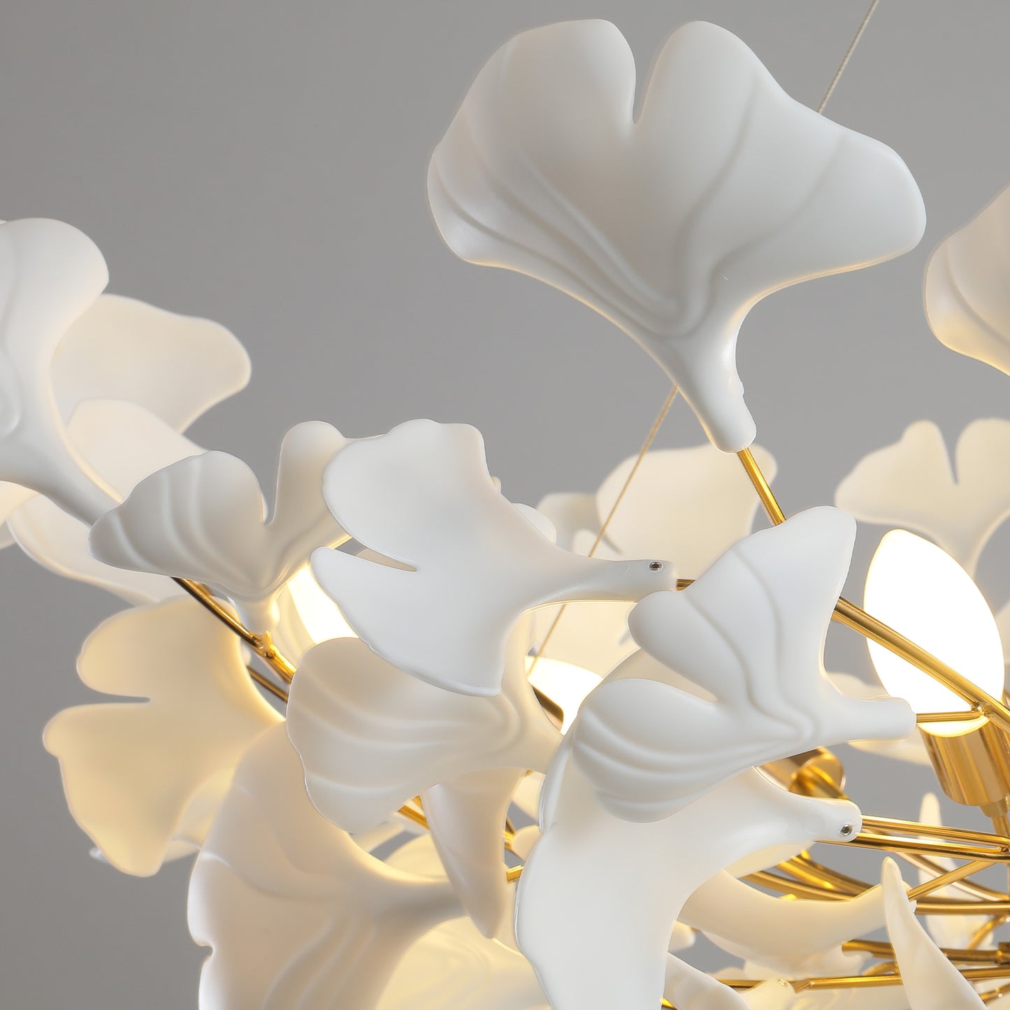 10 Light Gold Chandelier, Luxury Ginkgo Branch Chandelier for Living Room, Dining Room, Foyer, Kitchen Island-L59 in.
