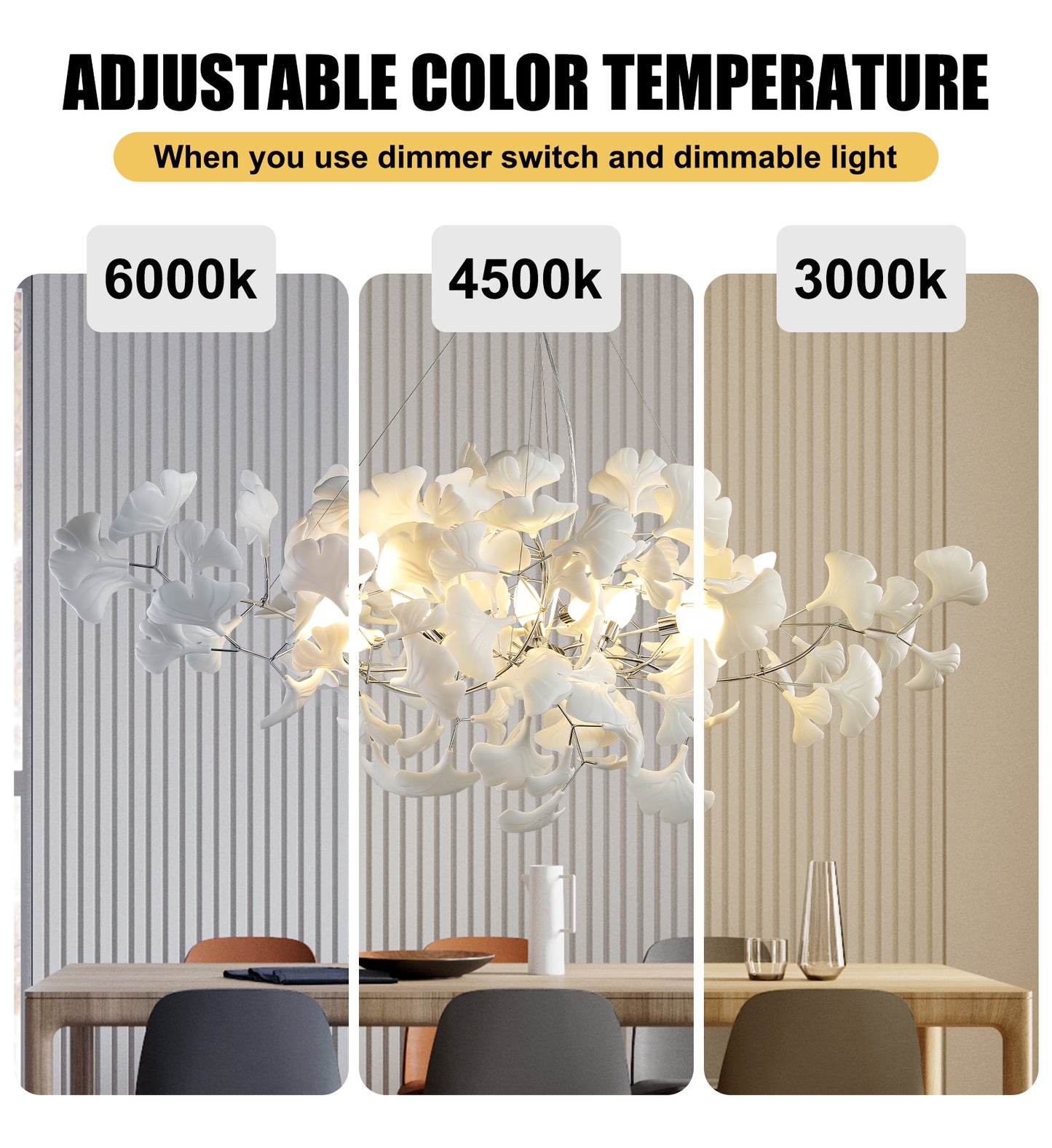 10 Light Silver Chandelier, Luxury Ginkgo Branch Chandelier for Living Room, Dining Room, Foyer, Kitchen Island-L59 in.