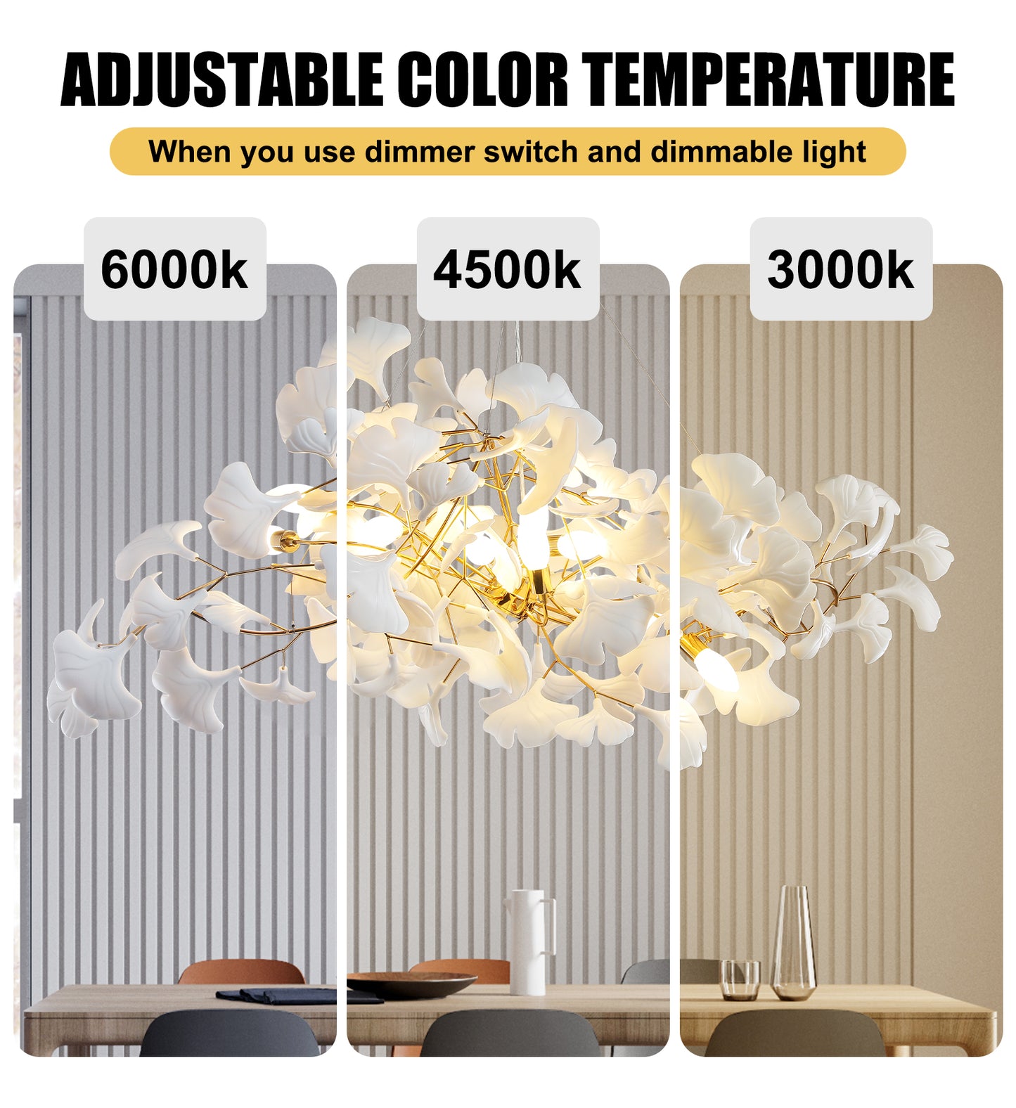 10 Light Gold Chandelier, Luxury Ginkgo Branch Chandelier for Living Room, Dining Room, Foyer, Kitchen Island-L59 in.