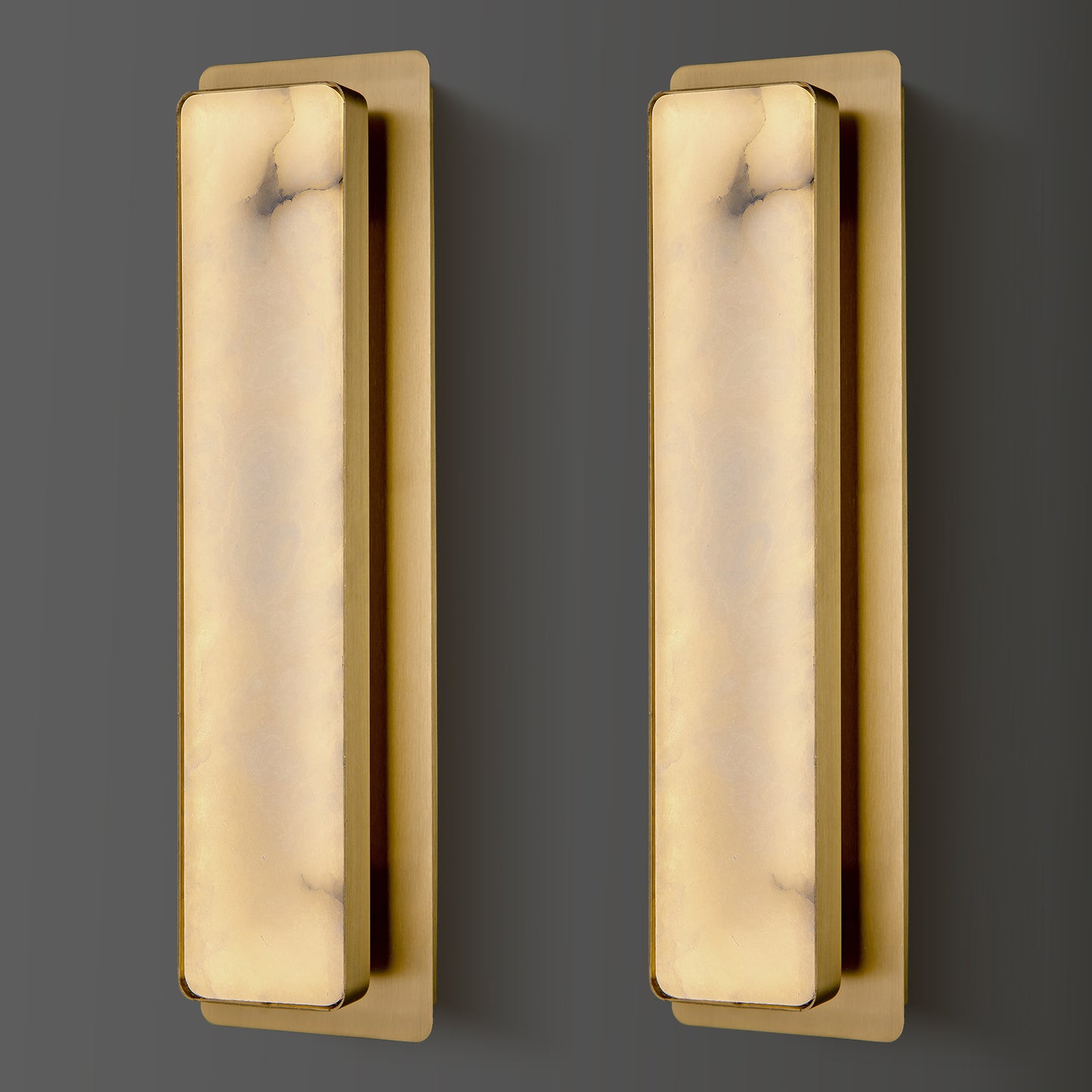 20 in. 1-Light Gold LED Wall Sconce, Natural Alabaster Modern Wall light for Bedroom, Bathroom, Living Room