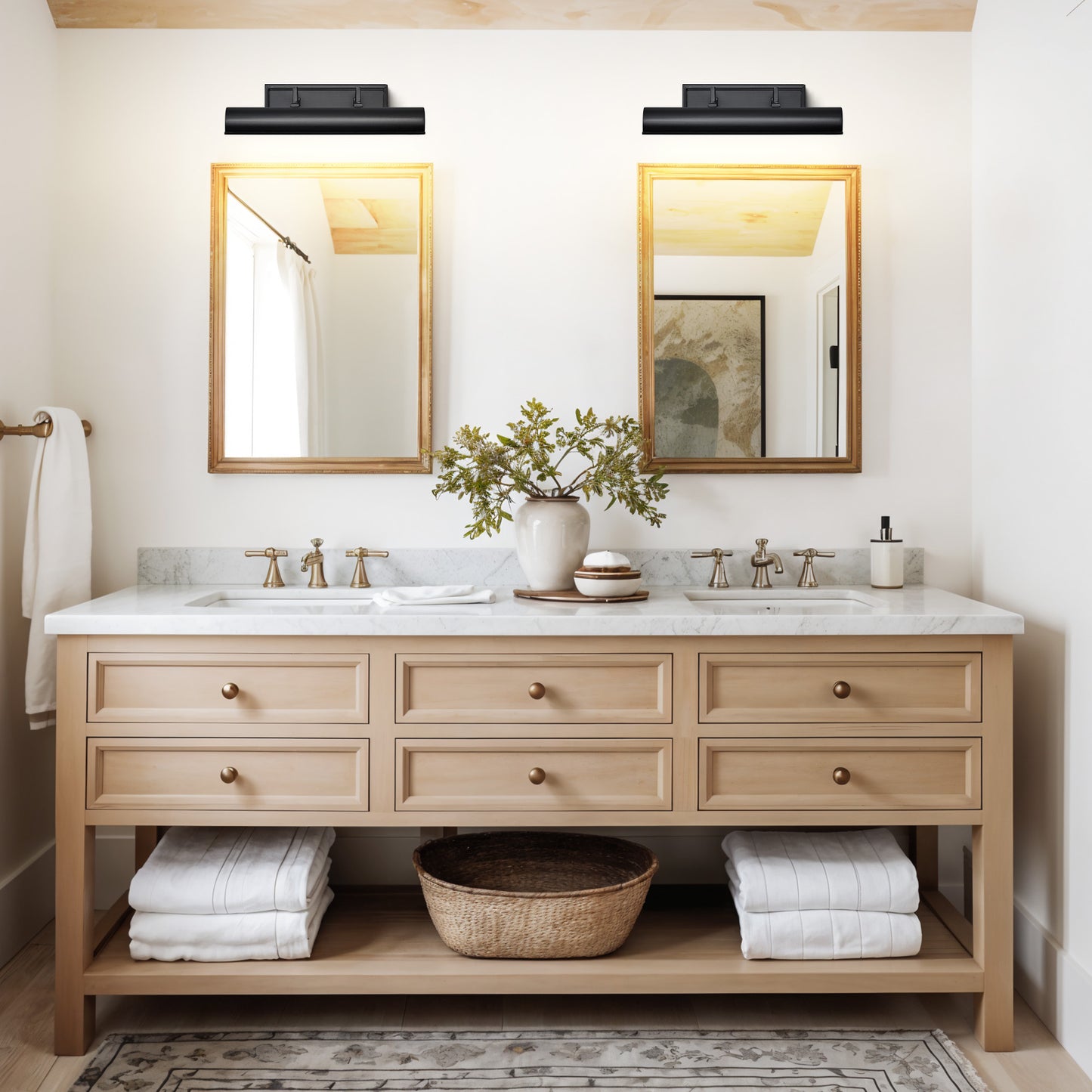 24 in. 1-Light Black LED Vanity Light, Solid Brass Modern Wall Sconc ( Set of 1)