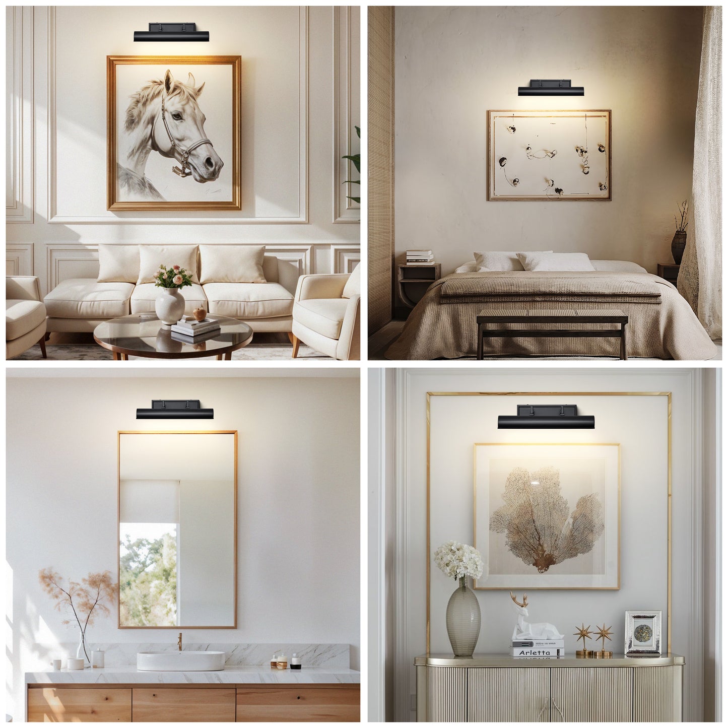 24 in. 1-Light Black LED Vanity Light, Solid Brass Modern Wall Sconc ( Set of 1)