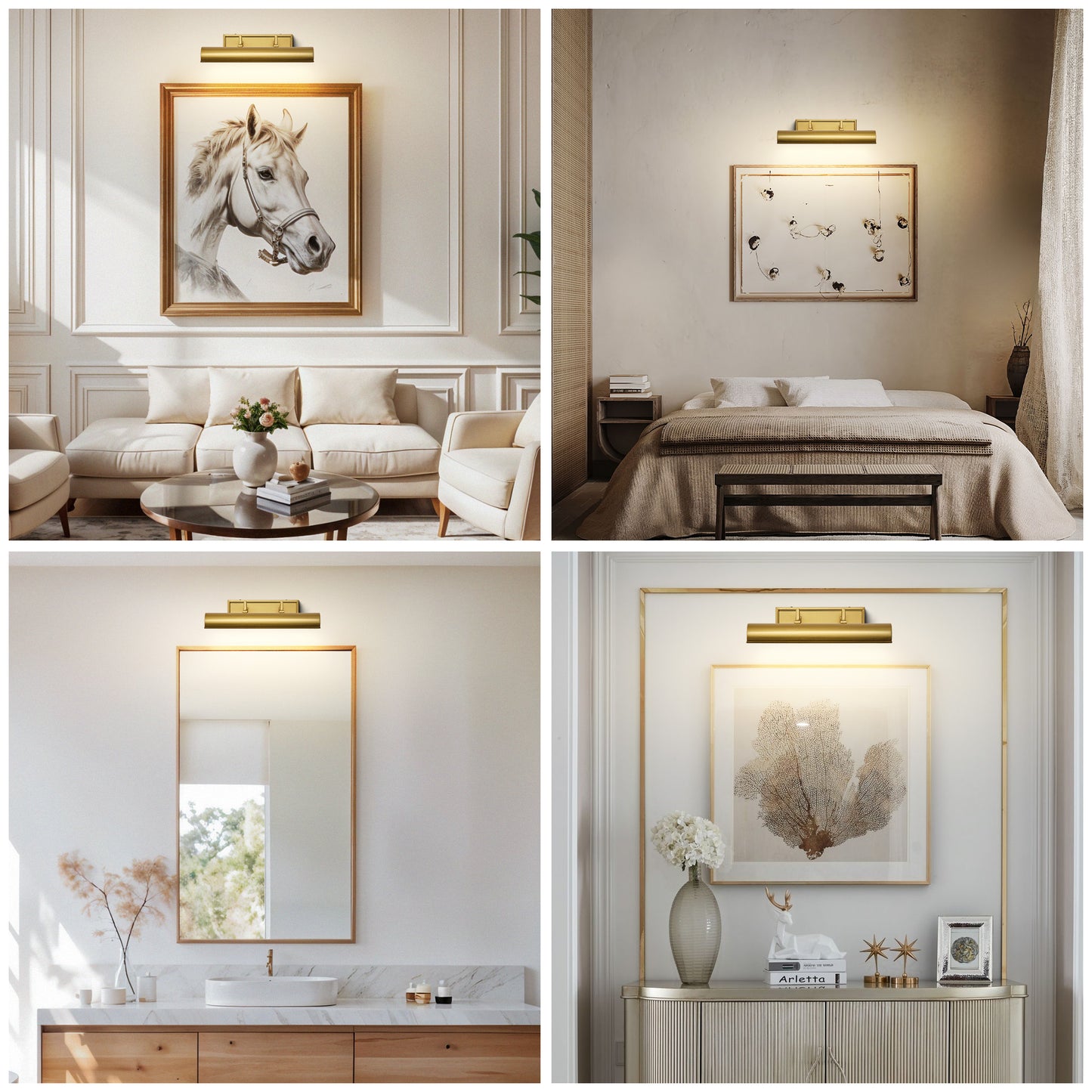 24 in. 1-Light Gold Modern Vanity Light with White Shade