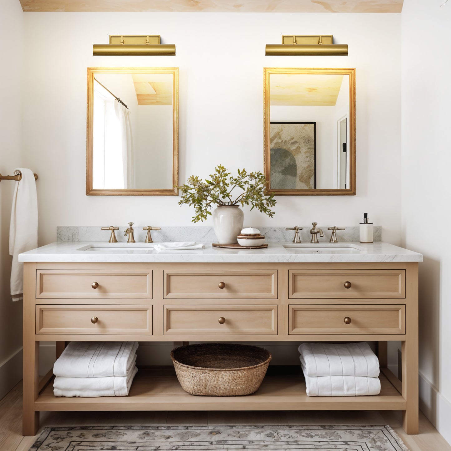 24 in. 1-Light Gold Modern Vanity Light with White Shade