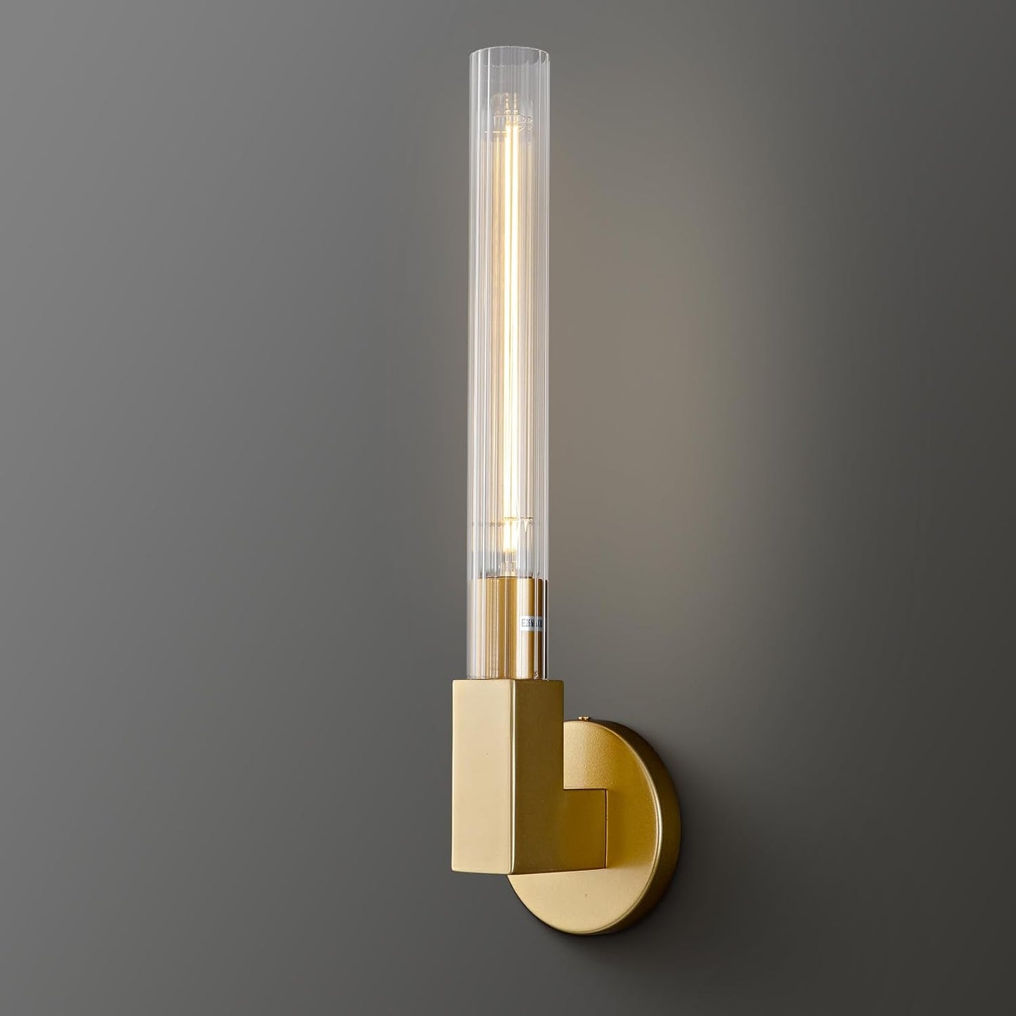 19 in. 1-Light Gold Wall Sconce, Modern Glass Vanity Lights Set of 2, Wall Lamp for Bathroom, Living Room, Bedroom