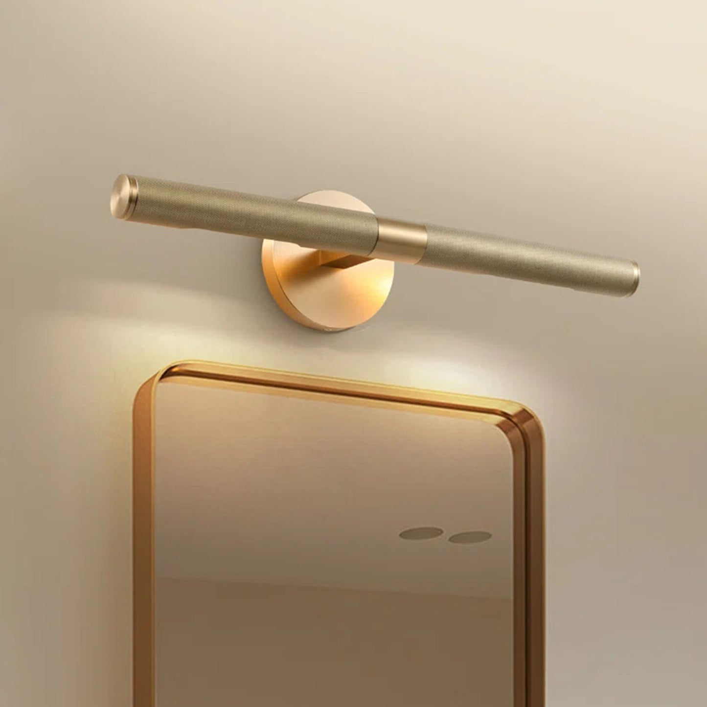 19 in. 2-Light Gold Vanity Light, Mirror Wall Light with Solid Brass and Rotatable Knurled Lampshade (Bulbs Included)