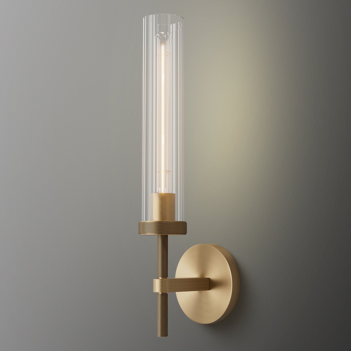 19 in. 1-Light Gold Wall Sconce, Modern Wall Light with Glass Tube for Living Room, Dining Room (1-Sets)