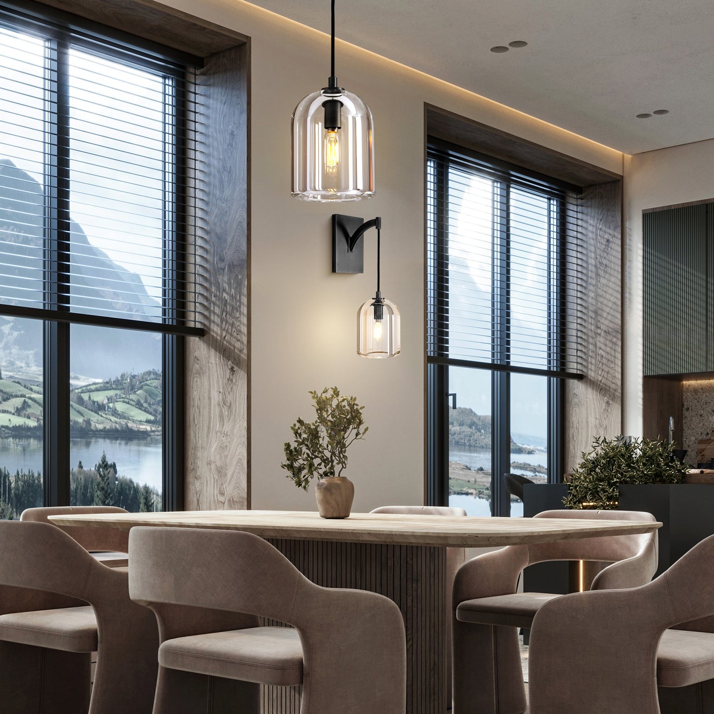 5.1in W 16.5 in. H 1-Light Black Modern Crystal Wall Sconce, Indoor Hemisphere Wall Lighting with Clear Crystal Shade