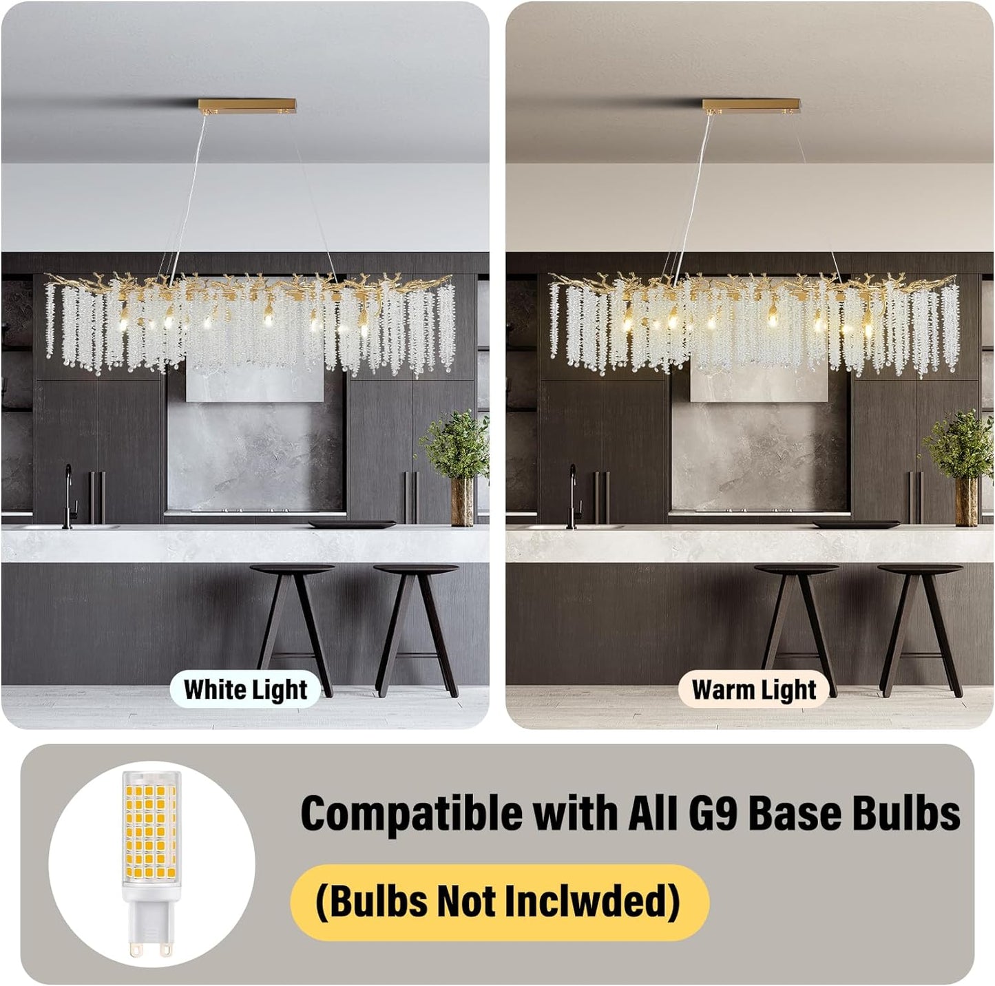 14-Light Gold Chandelier, Luxury Flush Mount Chandelier with K9 Crystal, for Dining Room, Living Room, Kitchen and Foyer