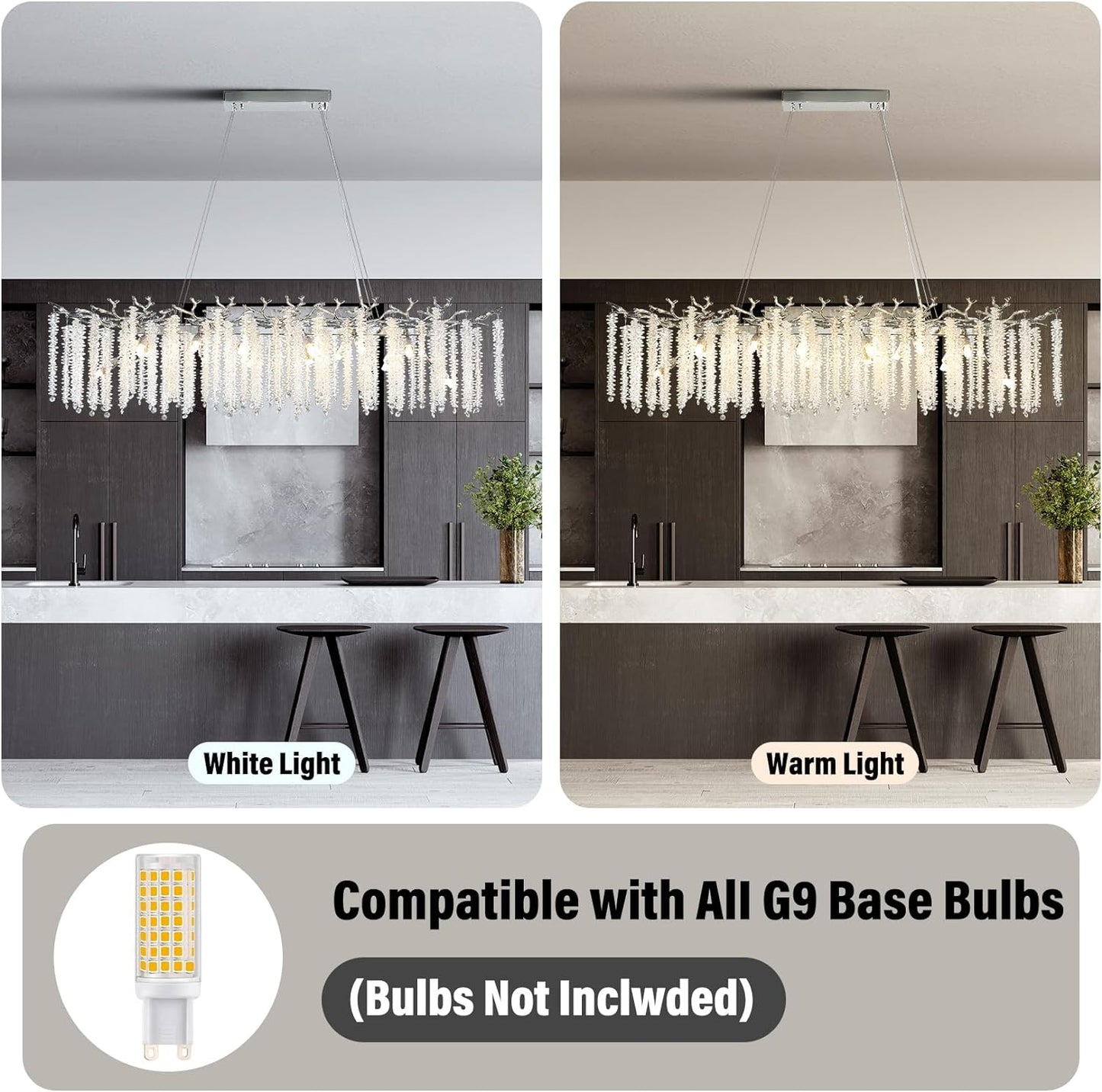 14-Light Silver Chandelier, Luxury Flush Mount Chandelier with K9 Crystal, for Dining Room, Living Room, Kitchen