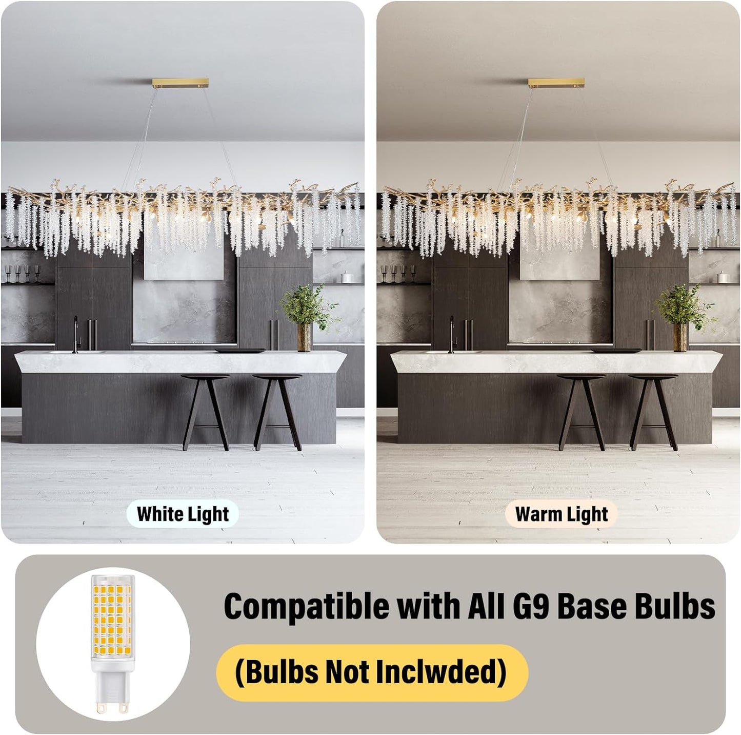 20-Light Gold Chandelier, Luxury Flush Mount Chandelier with K9 Crystal, for Dining Room, Living Room, Kitchen and Foyer