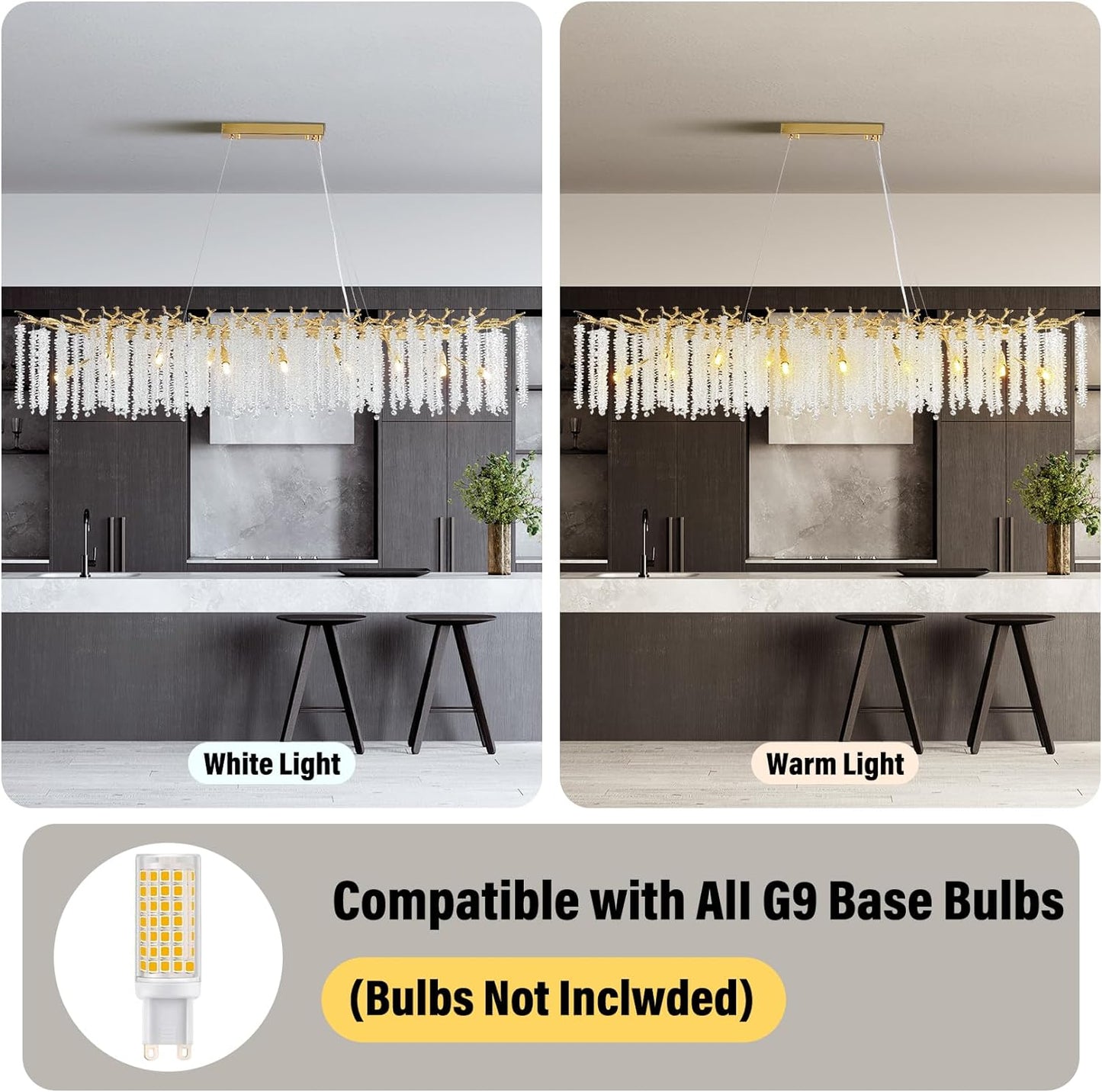 16-Light Gold Chandelier, Luxury Flush Mount Chandelier with K9 Crystal, for Dining Room, Living Room, Kitchen and Foyer