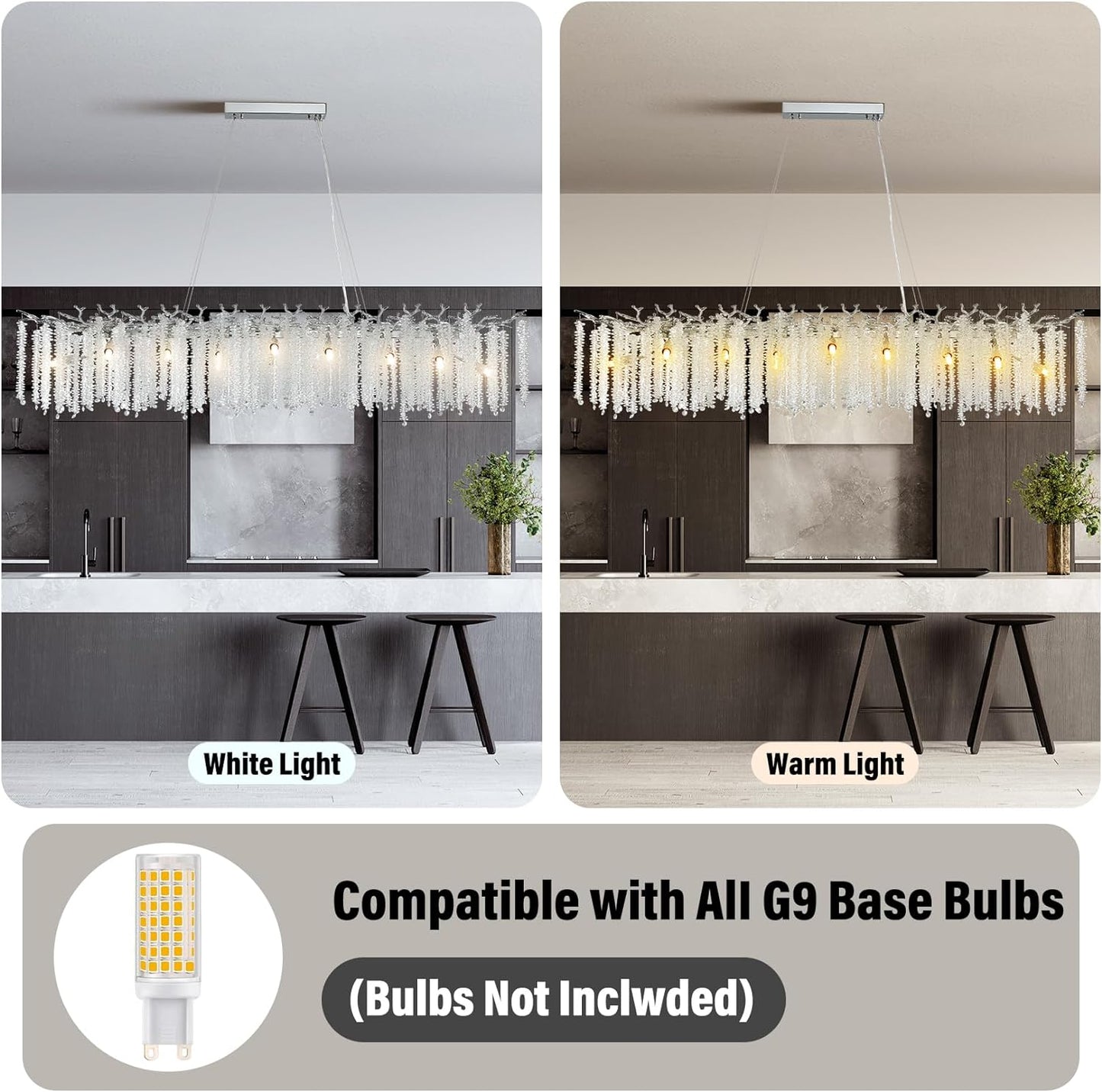 16-Light Silver Chandelier, Luxury Flush Mount Chandelier with K9 Crystal, for Dining Room, Living Room, Kitchen