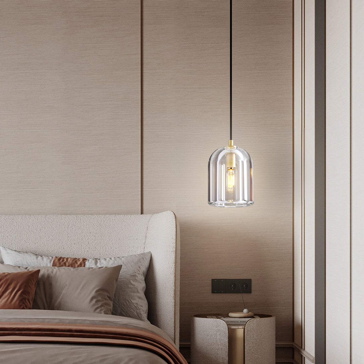 1-Light Gold Pendant Light, Modern Indoor Pendant Light with Crystal Shade for Kitchen Island, Dining Room, Living Room