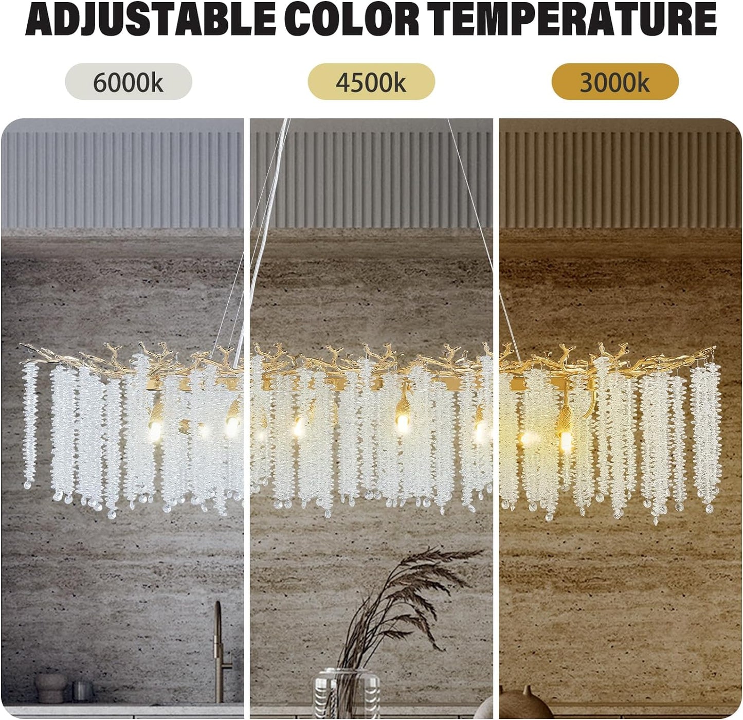 14-Light Gold Chandelier, Luxury Flush Mount Chandelier with K9 Crystal, for Dining Room, Living Room, Kitchen and Foyer