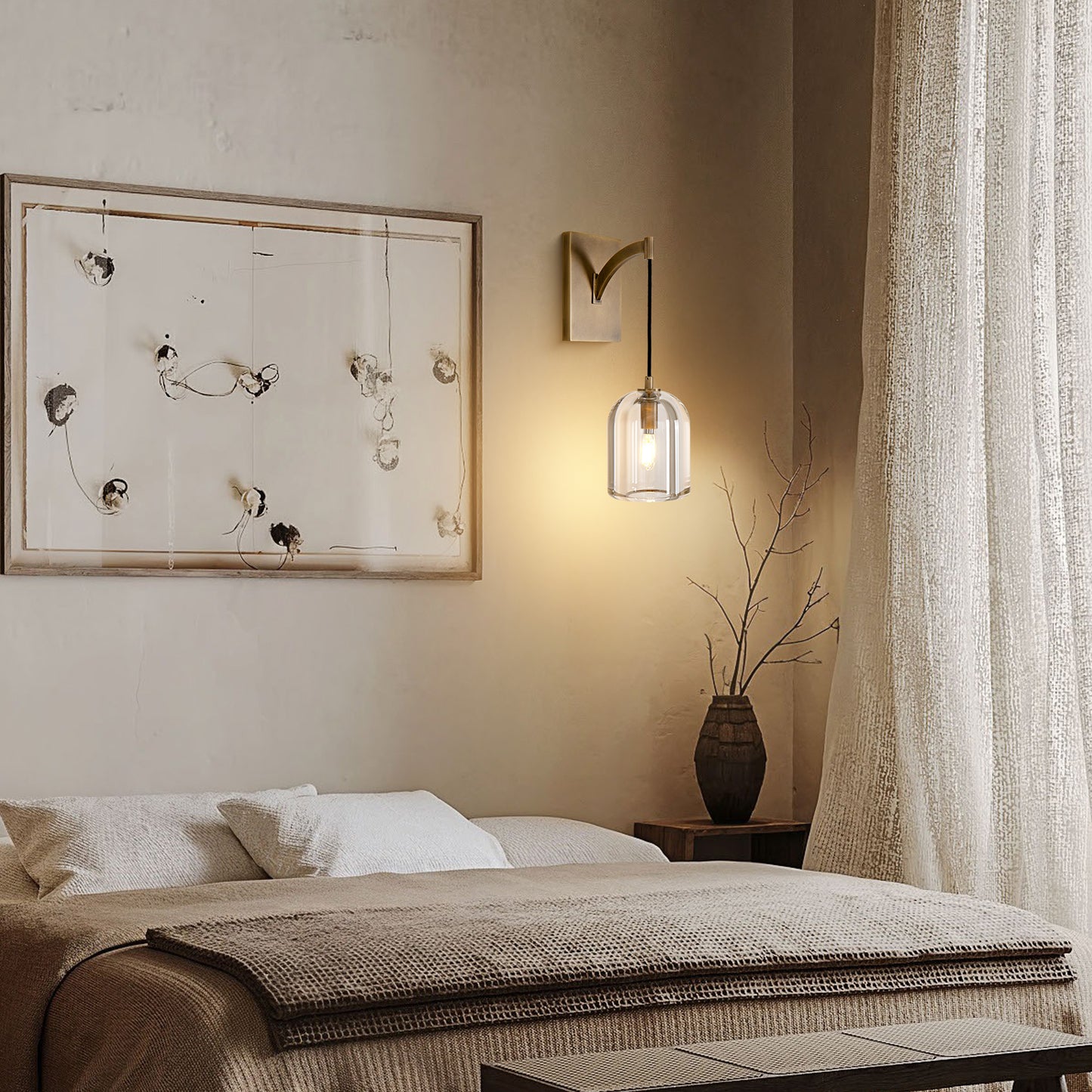 5.1 in. W 16.5 in. H 1-Light Gold Modern Crystal Wall Sconce, Indoor Hemisphere Wall Lighting with Clear Crystal Shade