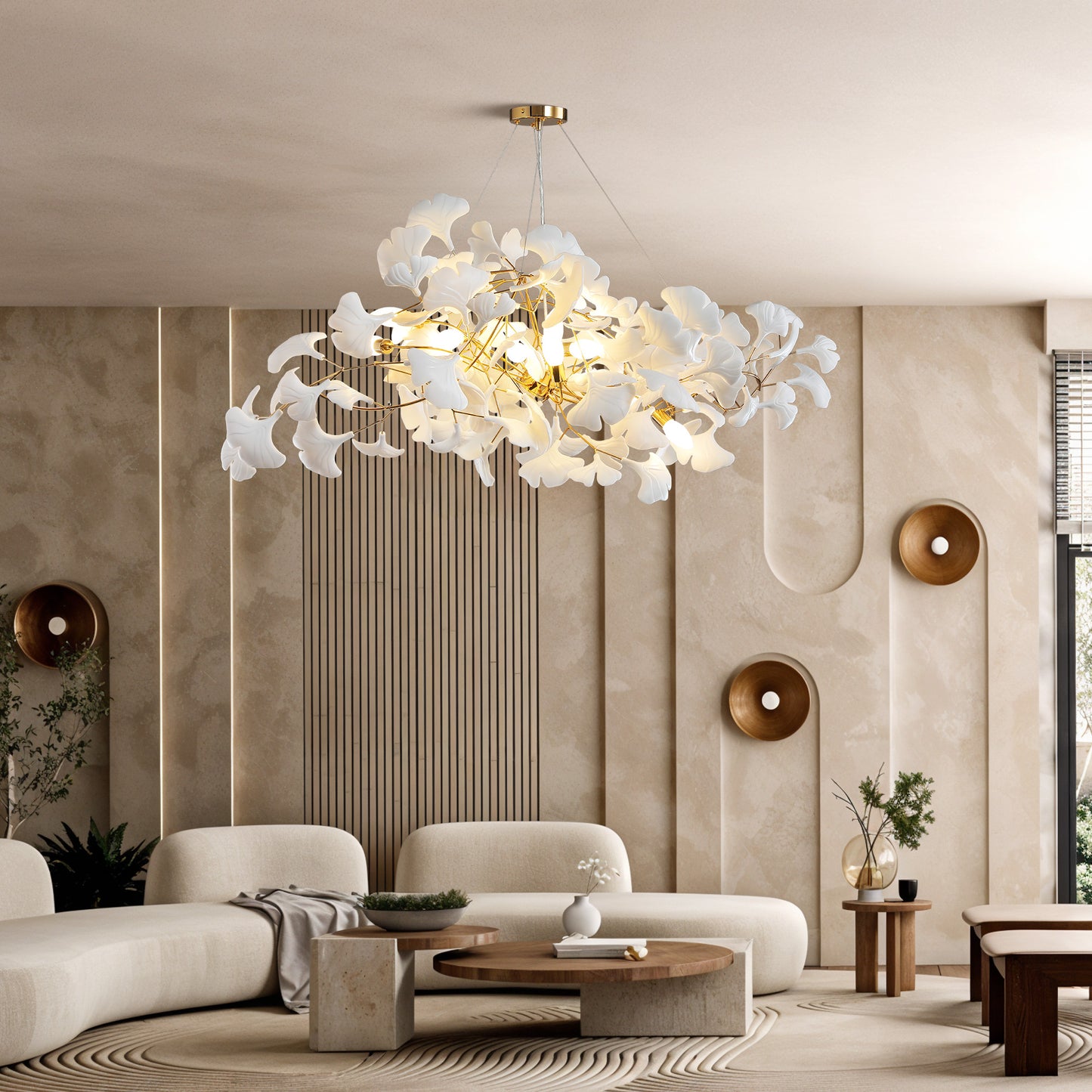 10 Light Gold Chandelier, Luxury Ginkgo Branch Chandelier for Living Room, Dining Room, Foyer, Kitchen Island-L59 in.