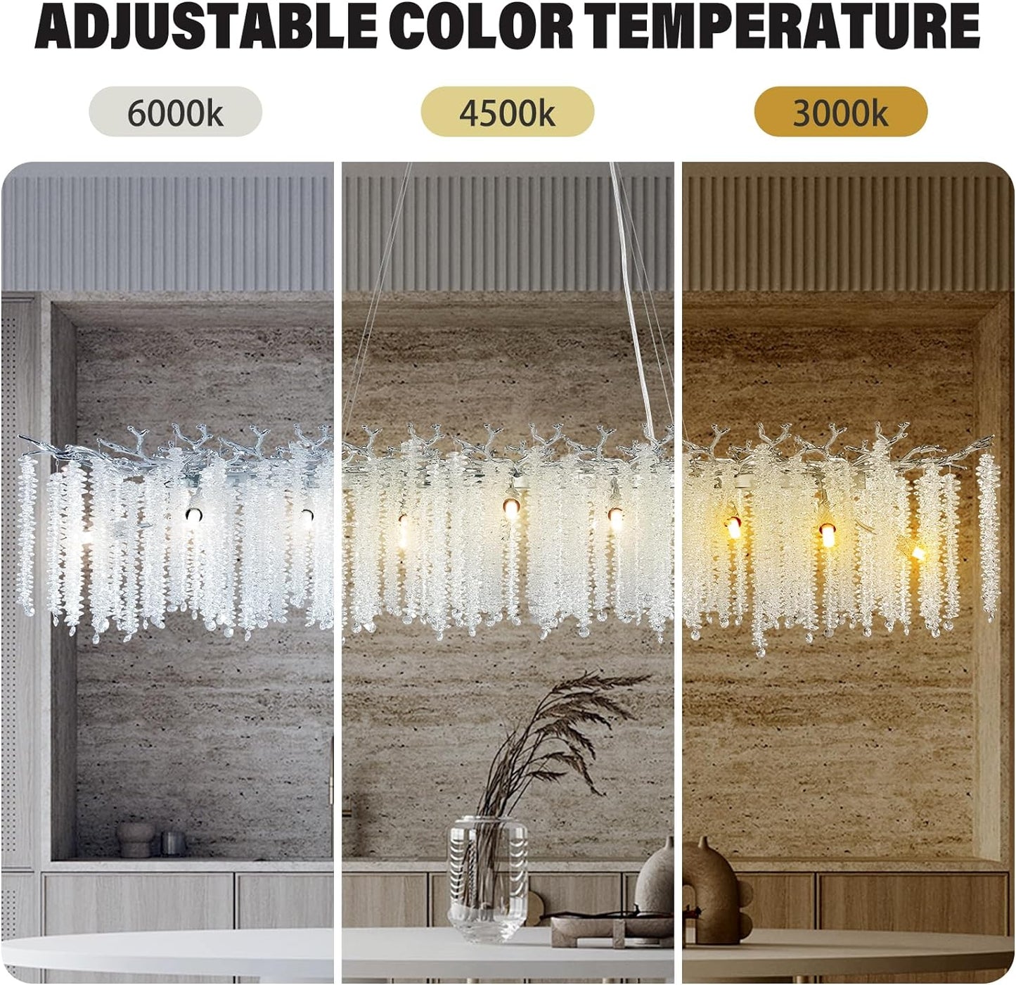 16-Light Silver Chandelier, Luxury Flush Mount Chandelier with K9 Crystal, for Dining Room, Living Room, Kitchen