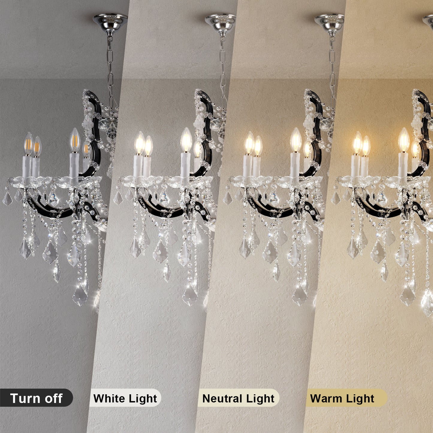 Candle Chandelier 29 in. 8-Lights Black Luxury Crystal Chandelier for Dinning Room, Living Room, Foyer,Bedroom,Staircase