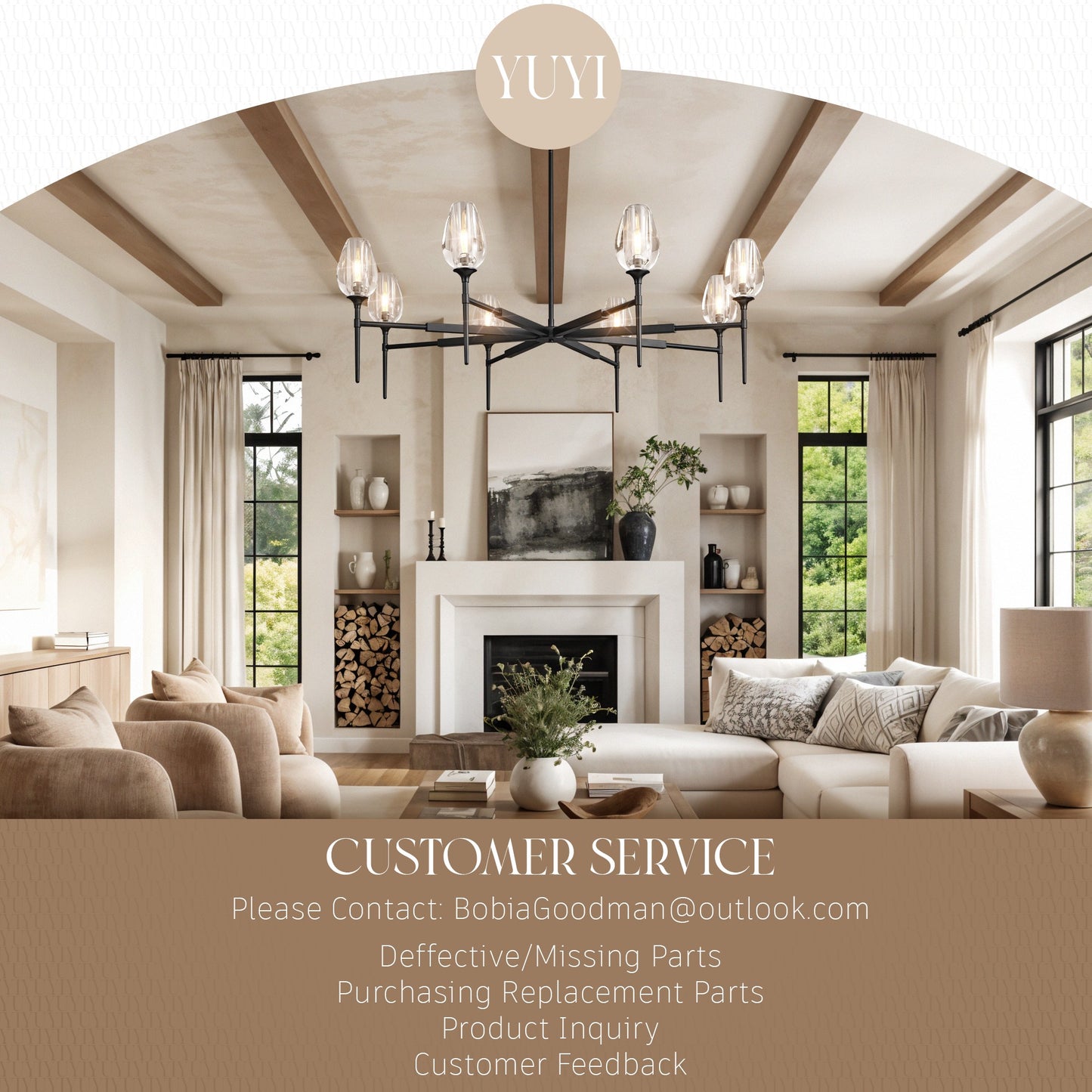 Modern Tulip Chandelier 54 in. 8-Light Black Tulip Round Chandelier for Dining Room, Living Room, Foyer, Hallway