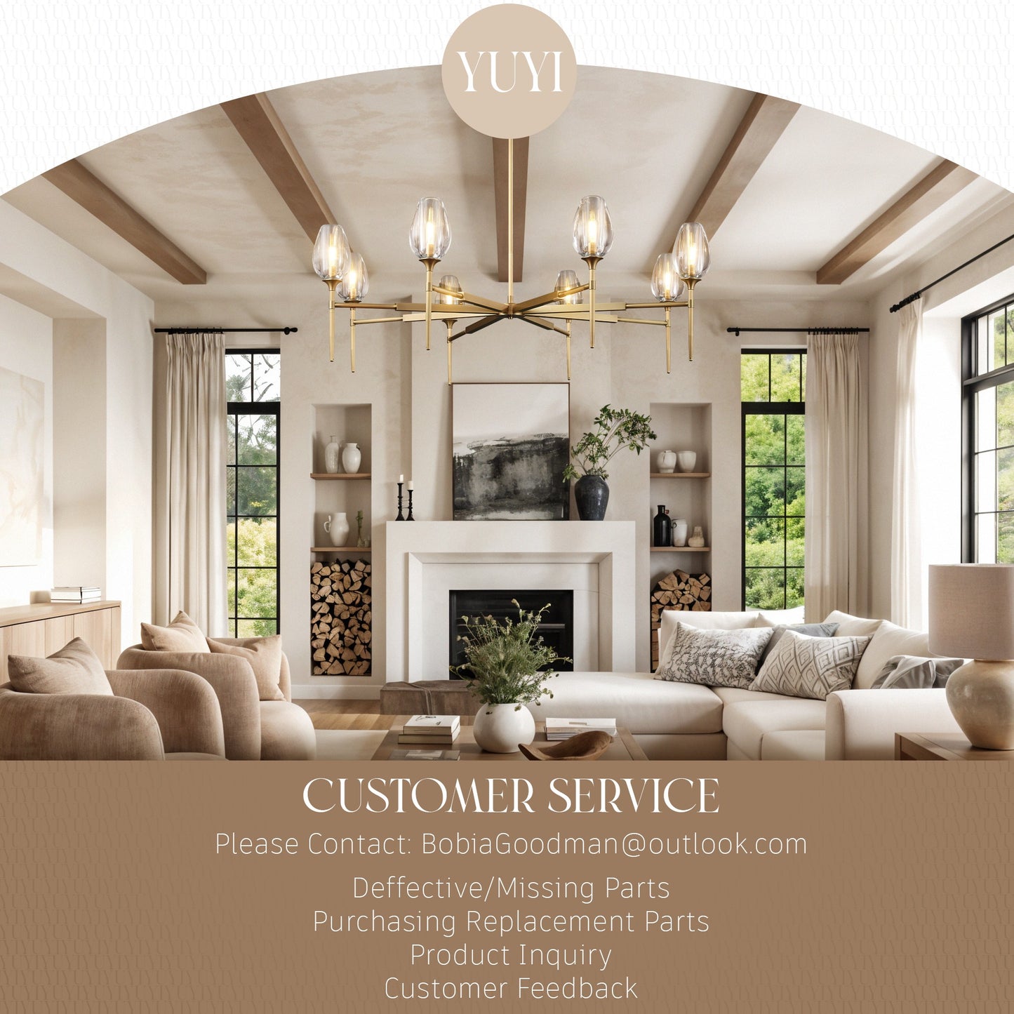 Modern Tulip Chandelier 54 in. 8-Light Gold Tulip Round Chandelier for Dining Room, Living Room, Foyer, Hallway