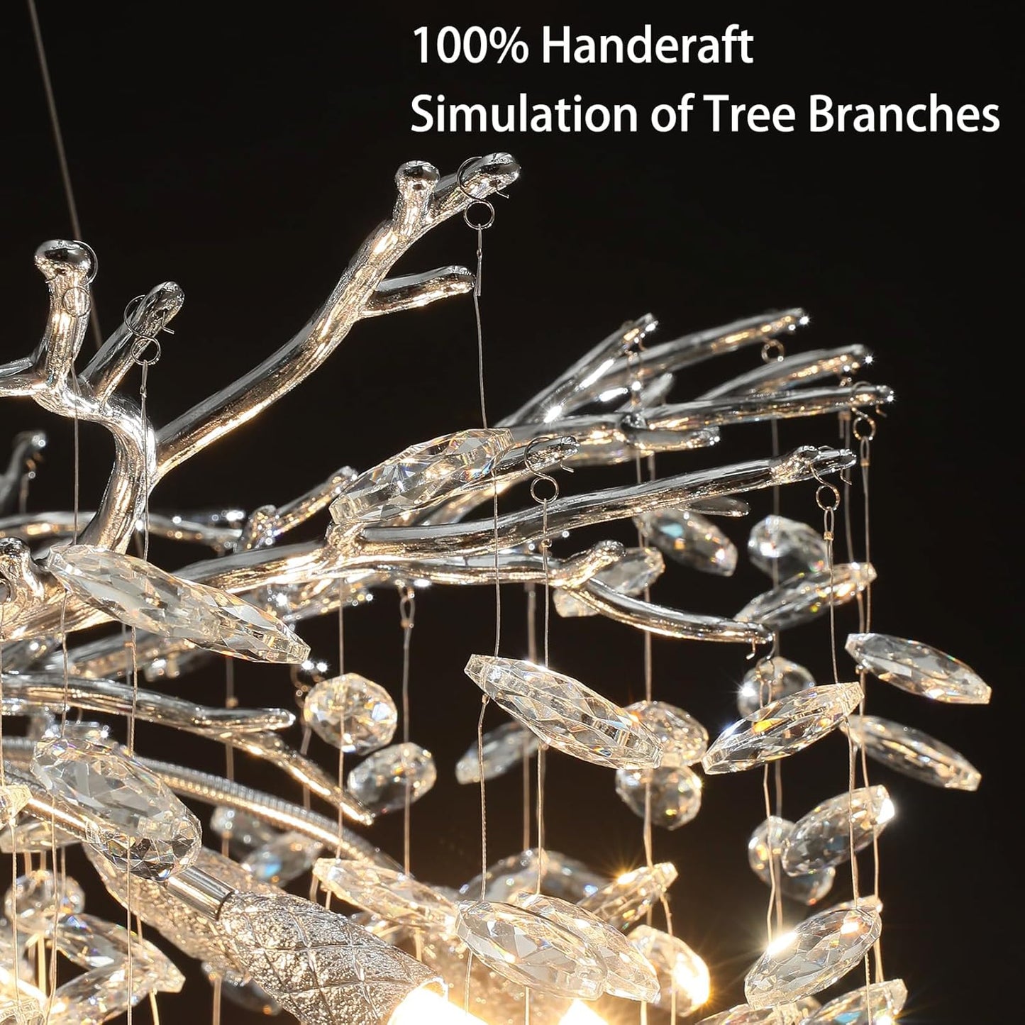 23.6 in. 9-Lights Silver Luxury Crystal Globe Chandelier Modern Branch Chandelier for Dinning Room, Kitchen, Living Room