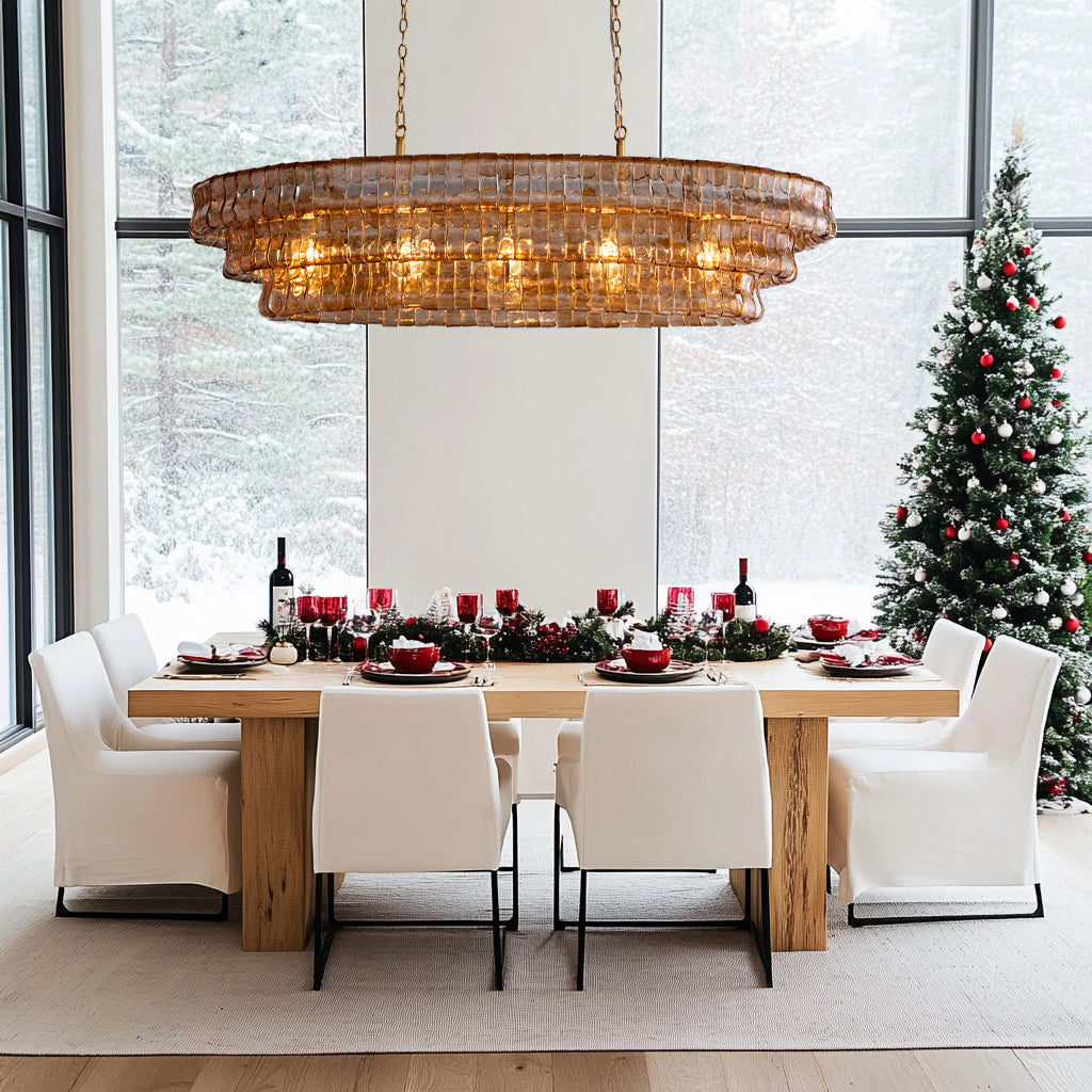 Modern Chandelier 54 in. 5-Lights Luxury Linear Gold Chandelier for Dining Room, Kitchen, Living Room, Bar