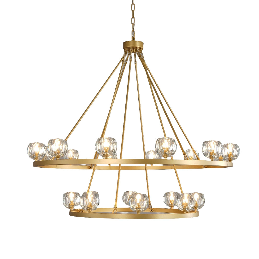 Modern Chandelier 48 in. 30-Light Gold Wagon Wheel Chandelier for Dinning Room, Kitchen Island, Foyer, Bedroom