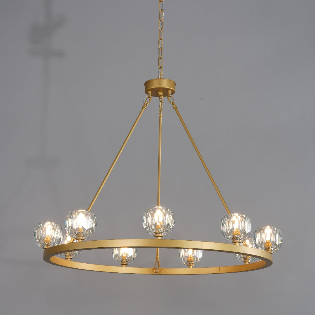 Modern Chandelier 36 in. 12-Light Gold Wagon Wheel Chandelier for Dinning Room, Kitchen Island, Foyer, Bedroom