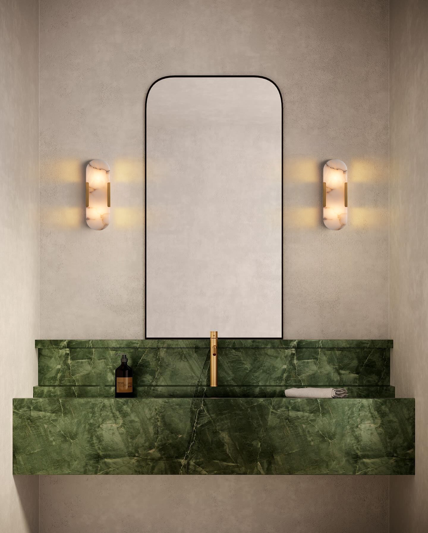 14 in. 2-Lights Gold LED Wall Sconce, Natural Alabaster Modern Wall Light for Bedroom, Bathroom, Living Room(Set of 1)