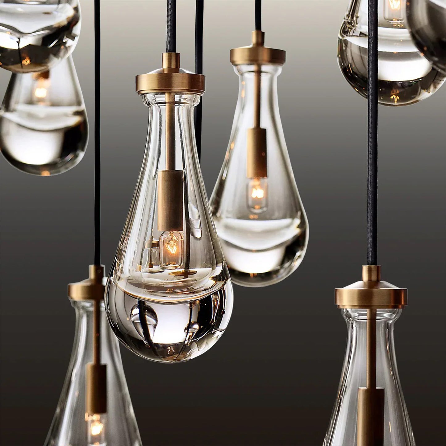 Farmhouse Chandelier 100 in. H 7-Lights Raindrop Gold Chandelier for Staircase, Foyer, Living Room, Bulb Included