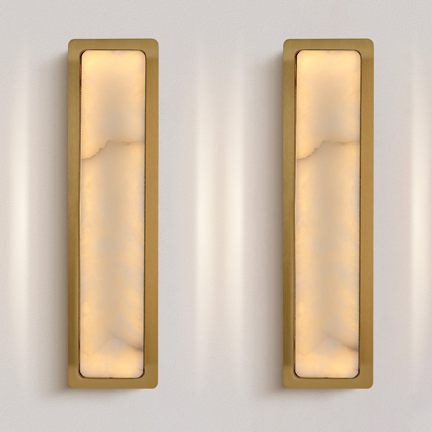 20 in. 1-Light 2-Piece Gold LED Wall Sconce, Natural Alabaster Modern Wall Light for Bedroom, Bathroom, Living Room