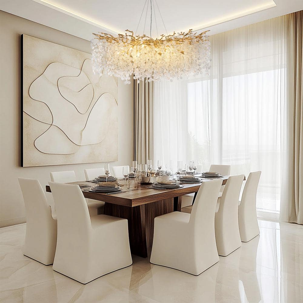 Modern Chandelier 47.2 in.18-Lights Gold Crystal Globe Chandelier for Dining Room, Living Room, Kitchen Island, Foyer