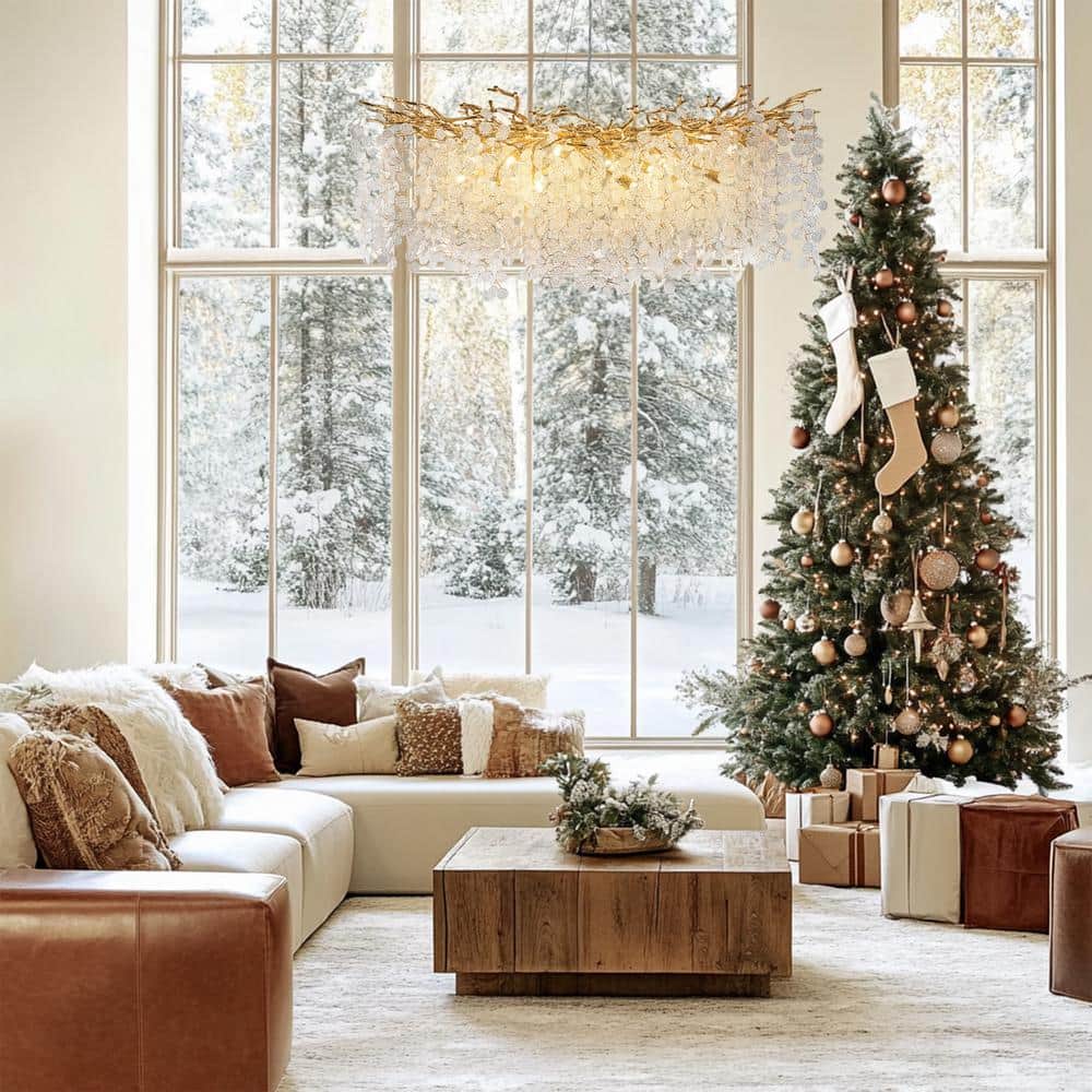 Modern Chandelier 47.2 in.18-Lights Gold Crystal Globe Chandelier for Dining Room, Living Room, Kitchen Island, Foyer