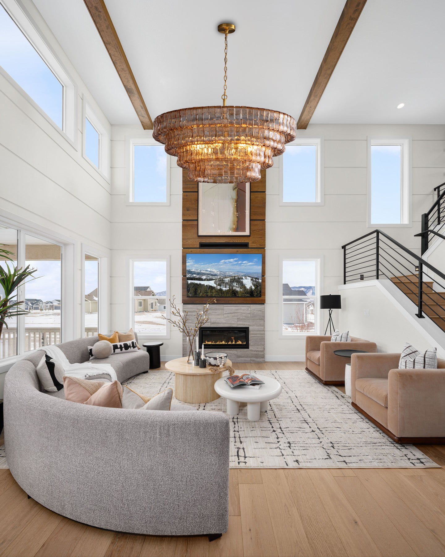 Modern Chandelier 36 in. 6-Lights Luxury Drum Gold Chandelier for Dining Room, Foyer, Living Room, Bedroom