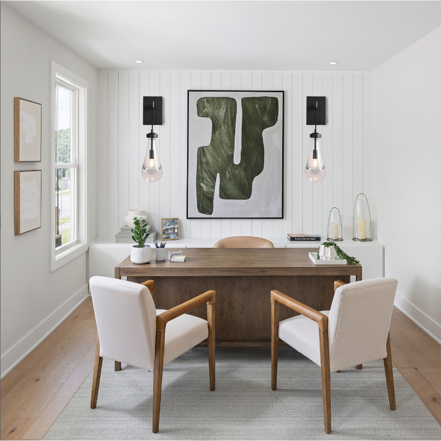 17.7 in. H 1-Light Black Wall Sconce, Raindrop Wall Lighting with Hand Blown Solid Glass and Brass Base (1-Set)