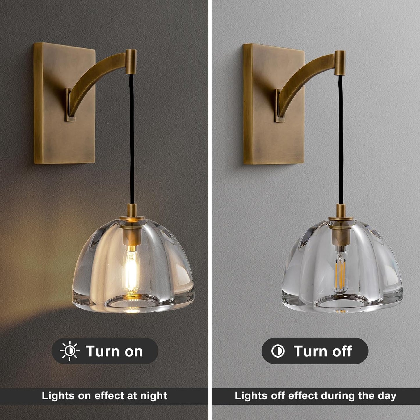 7 in. Modern 1-Lights Gold Vanity Light with Luxury Crystal Shade (Set of 1)