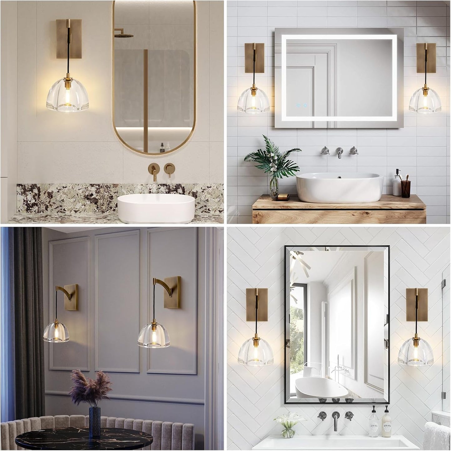 7 in. Modern 1-Lights Gold Vanity Light with Luxury Crystal Shade (Set of 1)