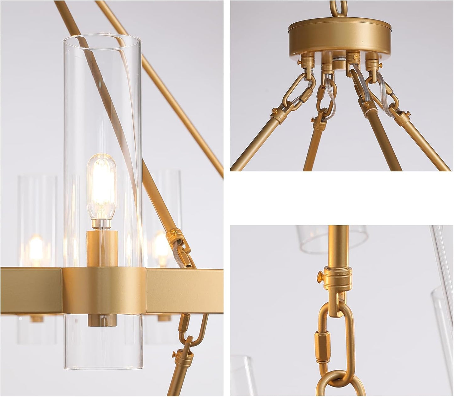 Modern Chandelier 60 in. 30-Light Gold Wagon Wheel Chandelier for Dinning Room, Foyer, Living Room, Staircase