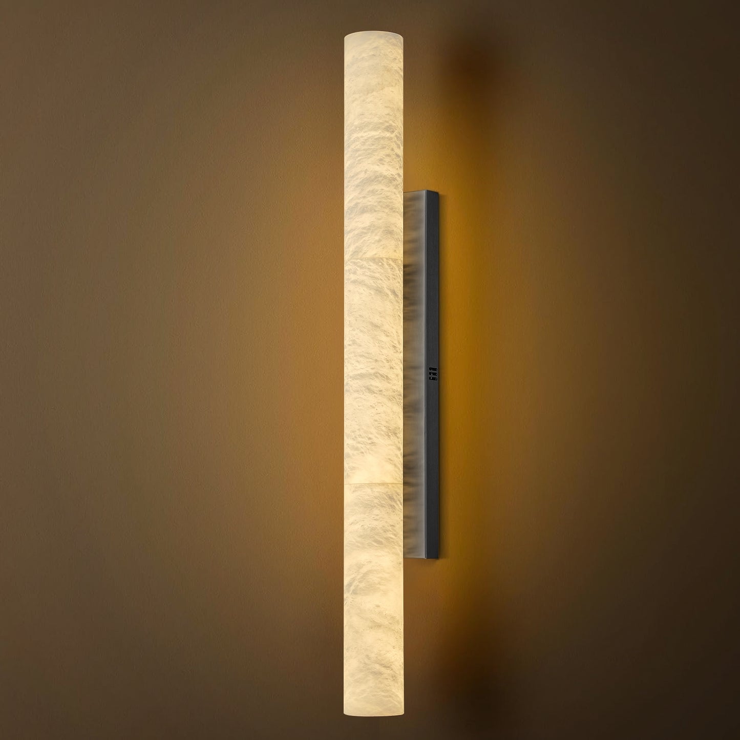36 in. 1-Light Black LED Wall Sconce, Natural Alabaster Modern Wall Light for Bedroom, Bathroom, Living Room