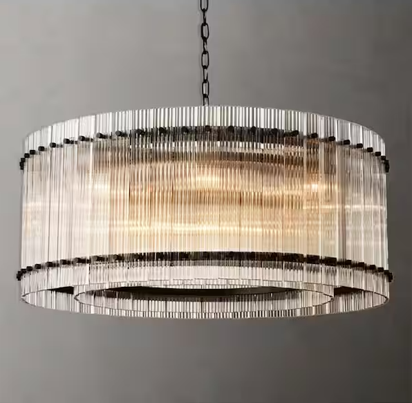 Modern Chandelier 37 in. 8-Lights Luxury Drum Black Chandelier for Dining Room, Foyer, Living Room, Bedroom
