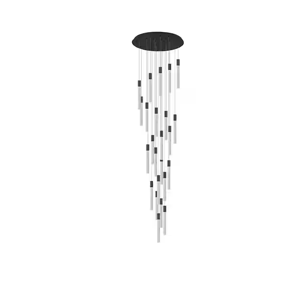 Modern Chandelier 157 in. H 24-Lights LED Black Chandelier for Staircase, Foyer, Living Room, Bulb Included