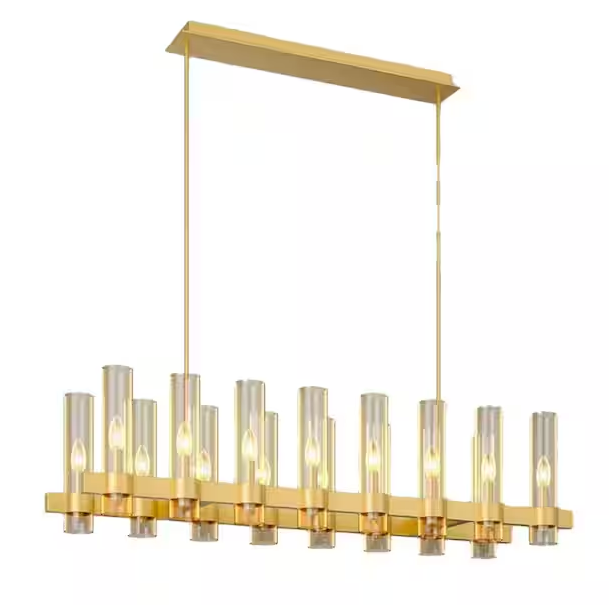 Modern Chandelier 68 in. 20-Lights Linear Gold Chandelier for Dining Room, Kitchen Island, Living Room (Included Bulbs)