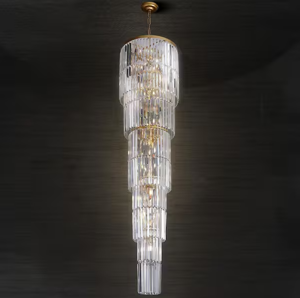 Modern Chandelier 158 in. H 20-Lights LED Gold Chandelier for Staircase, Foyer, Living Room, Bulb Included