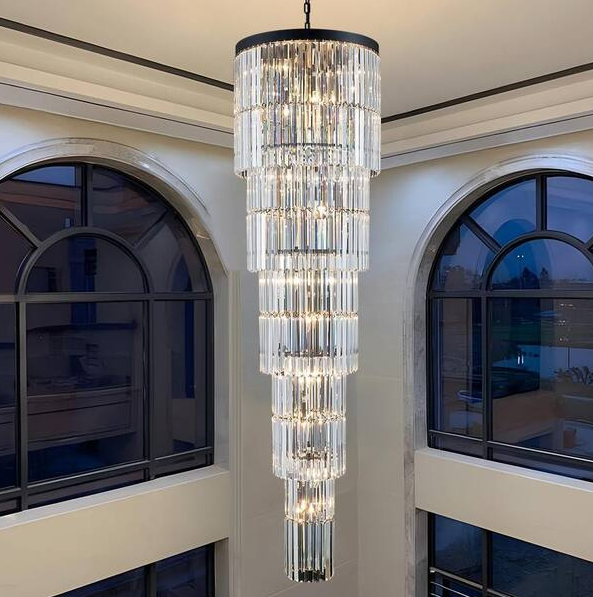 Modern Chandelier 158 in. H 20-Lights LED Black Chandelier for Staircase, Foyer, Living Room, Bulb Included